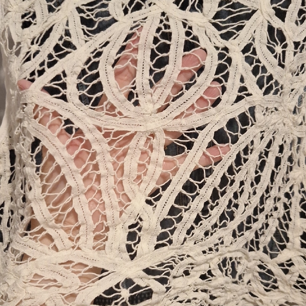 Indigo Thread Co Denim and Lace Silver Button Down Vest - Picture 3 of 4